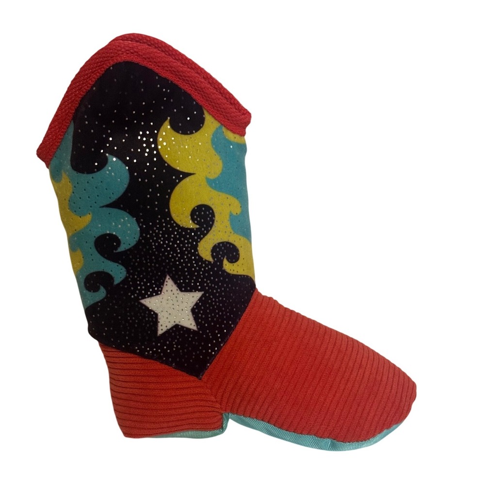 BarkBox Cowboy Boot Dog Toy Red Corduroy Squeaky Plush Star 215858